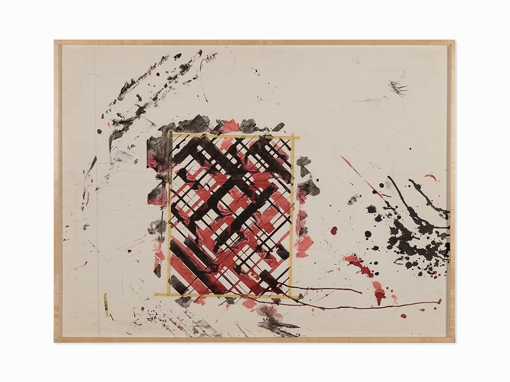 Ed Moses, Untitled, Work on Paper, ca. 1990: Mixed media on paper USA, circa 1990 Ed Moses (b. 1926) – American artist Provenance: L.A. Louver Gallery, Los Angeles, CA & Barbara David Gallery, Houston, TX with labels attached to frame verso Di