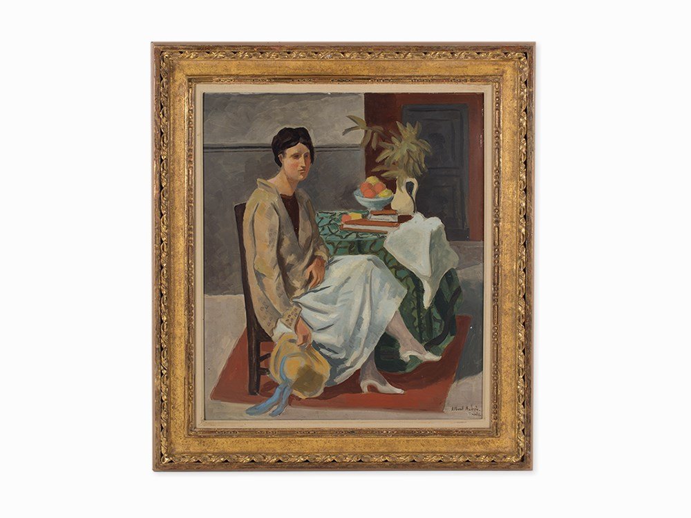 Albert André, “Jacqueline,” Oil on Panel, 20th C.: Oil on panel Paris, France, 20th Century Albert André (1869-1954) French painter Signed “Albert Andre, Paris.” lower right Provenance: Lefebvre-Foinet Collection; Graham Gallery, NY Dimensions: 2