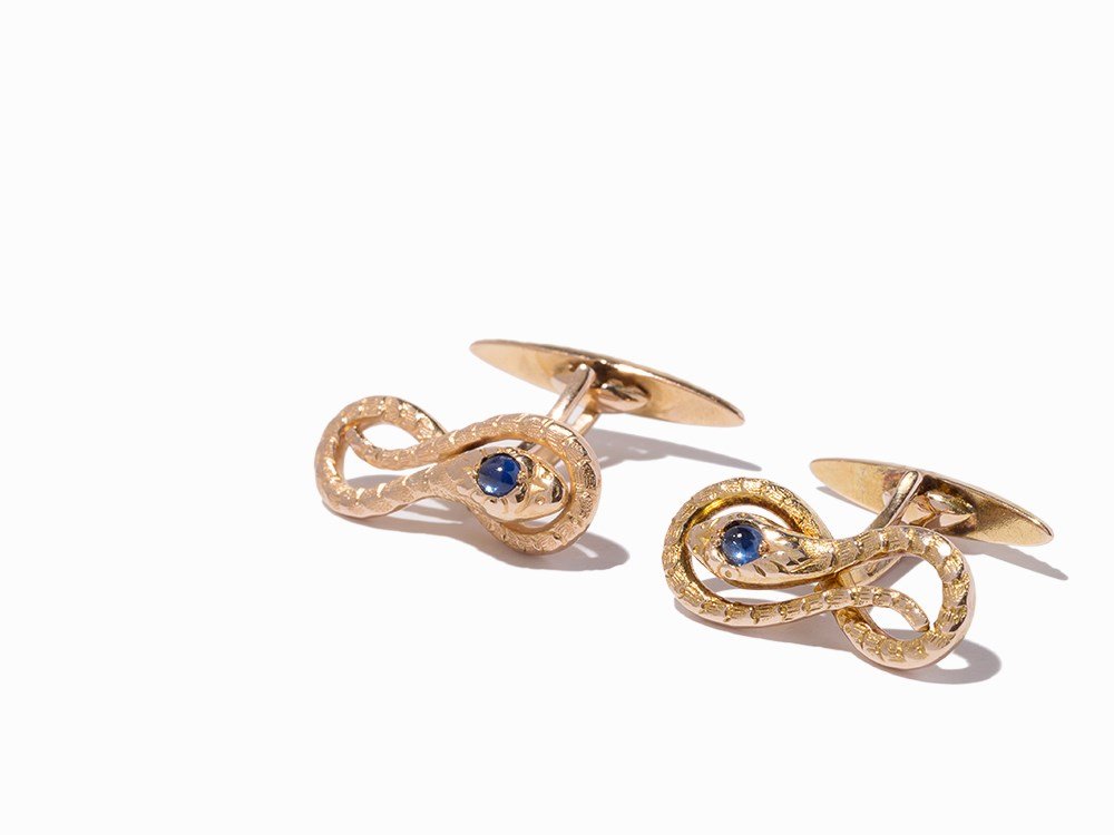 Russian Gold and Sapphire Cufflinks, 20th C. (1 of 8)