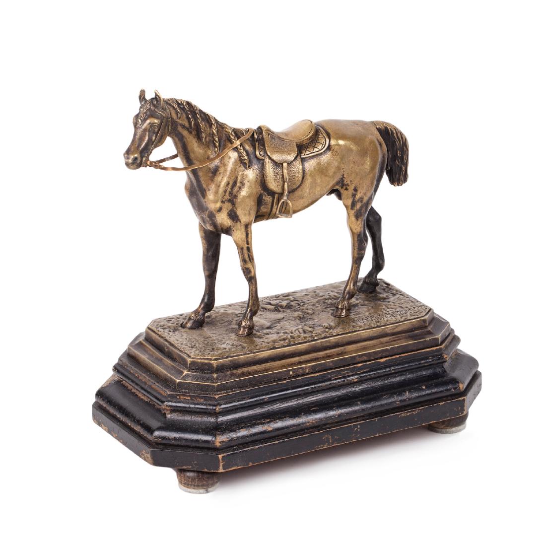 Russian bronze composition "Purebred horse": Russian bronze composition "Purebred horse". Author V. Grachev, Woerfel foundry mark. The end of the 19th century. Dimensions: 20 x 19.5 x 11.5 cm.