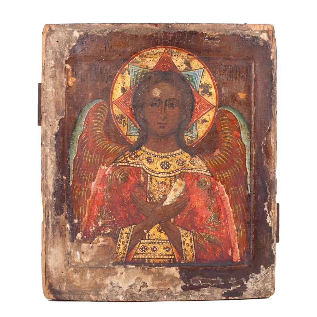 Russian icon of Guardian Angel "Good silence": Russian icon of Guardian Angel "Good silence". Wood, tempera. Central Russia region, 18th century. Dimensions: 31.5 x 28.5 cm.