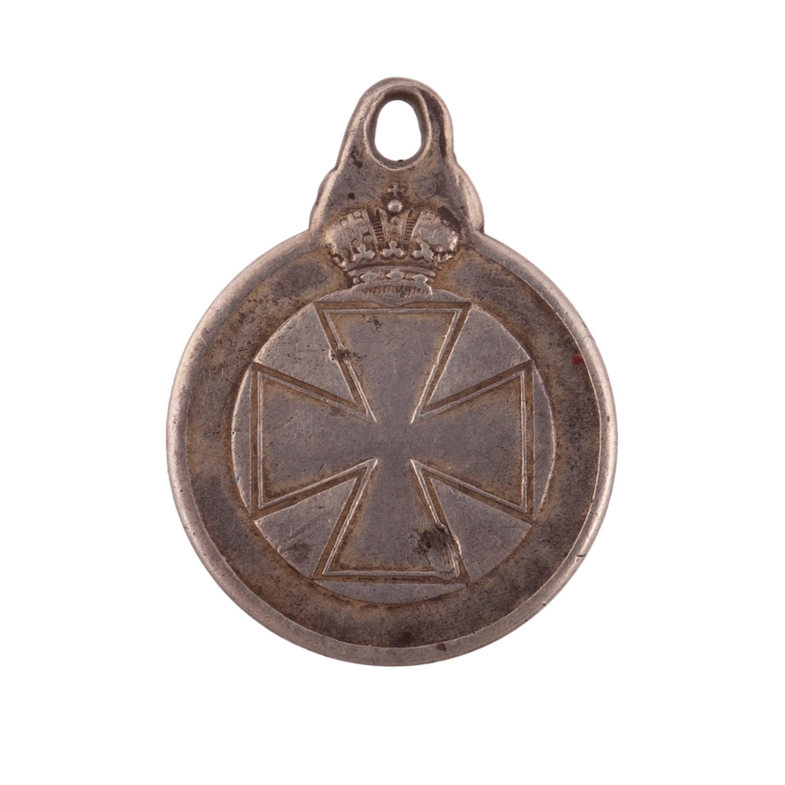 A badge of the Order of Saint Anna: A badge of the Order of Saint Anna. Silver, n.412001. Russian Empire. Dimensions: 23.7 x 30.9 mm.