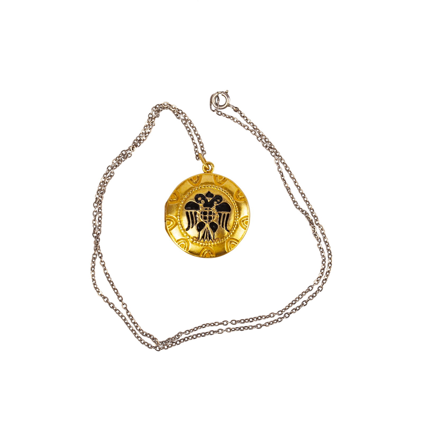 Imperial Stroganov school. Rare Silver-Gilt Pendant with Romanov's Double Headed Eagle (1 of 4)