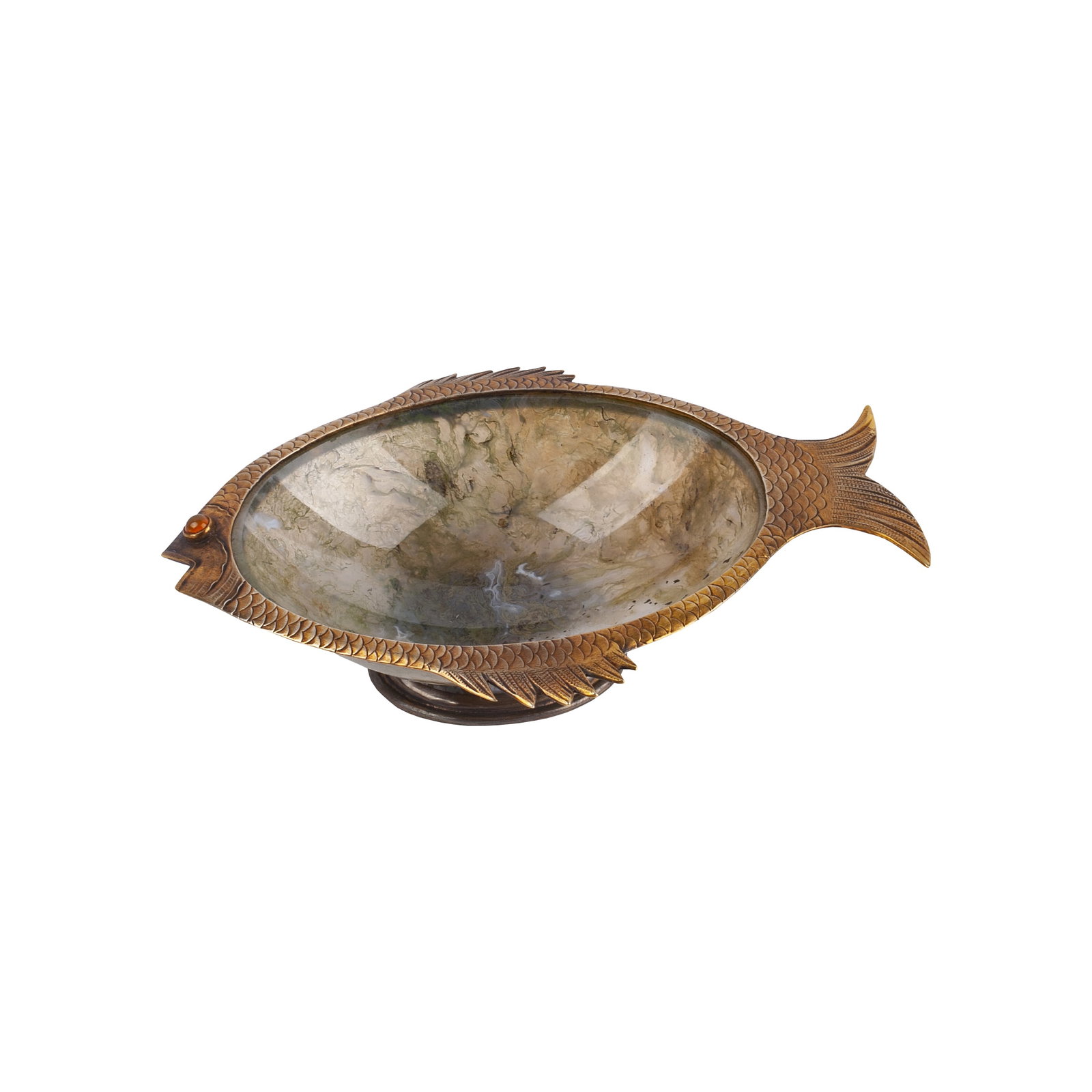 Interesting Russian Silver-Gilt and Quartzite from Belorechensk Tray in the Form of a Fish by Avenir (1 of 6)