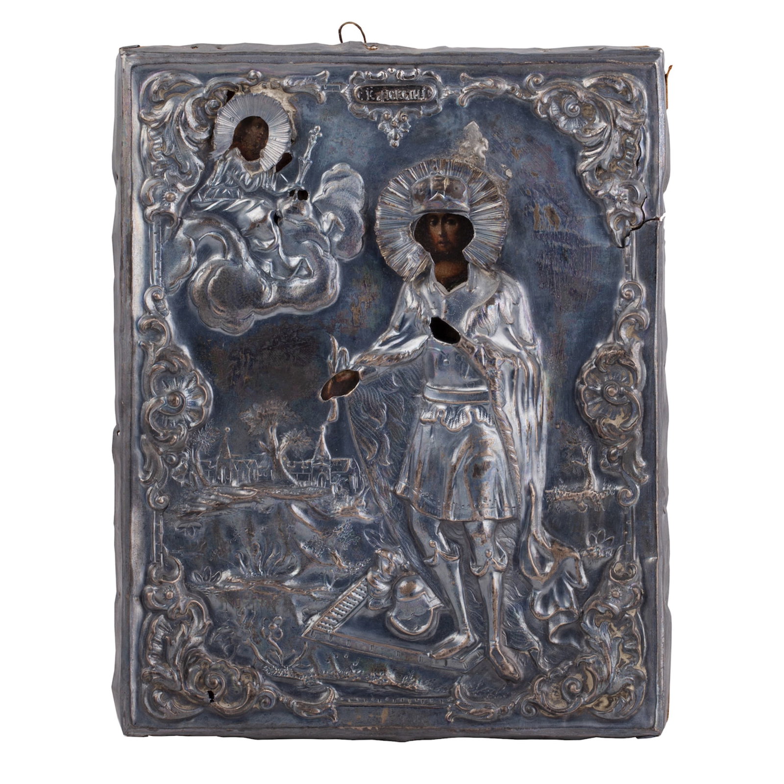 Russian Icon "St. Prince Alexander Nevsky" in Silver Riza (1 of 5)