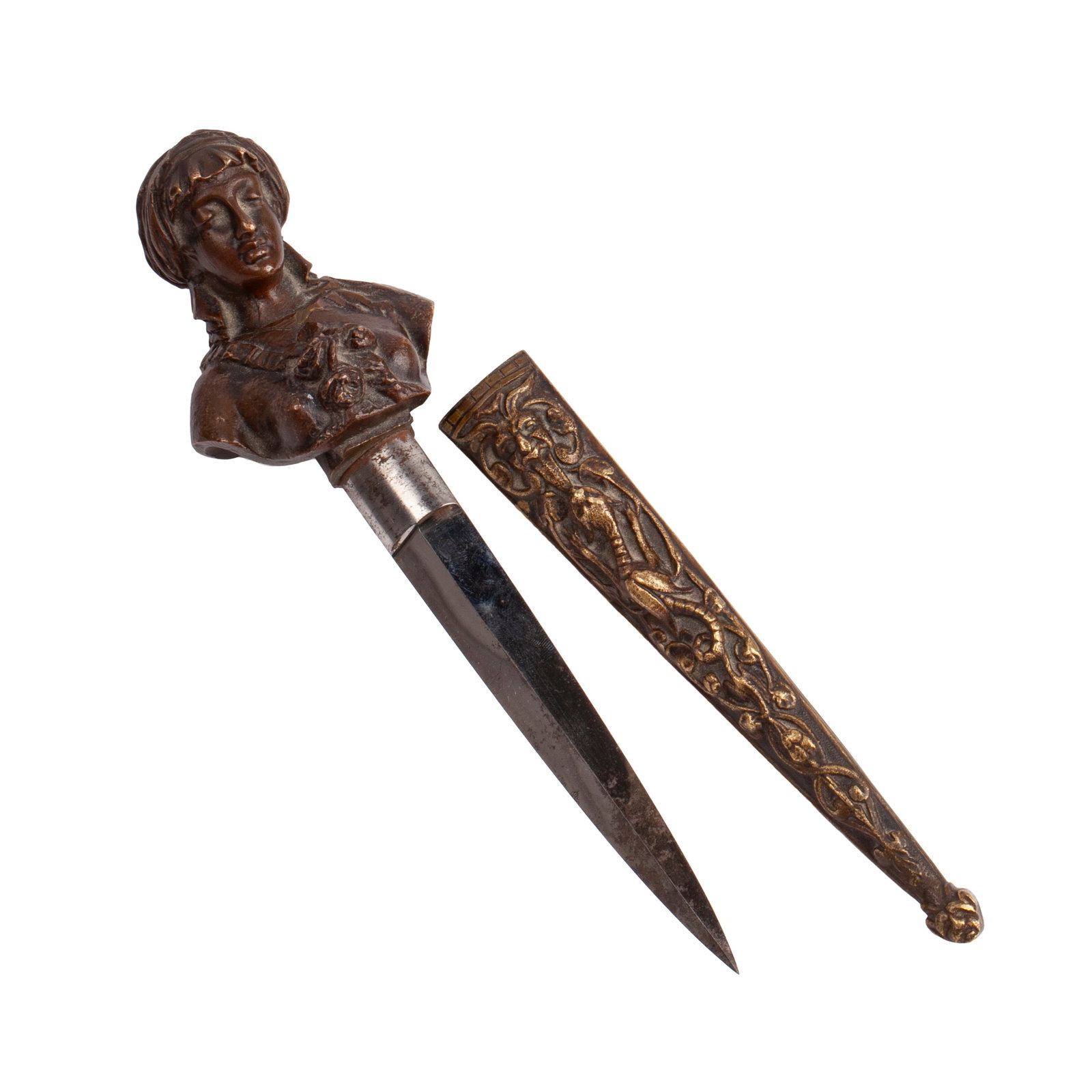Romantic Revival Paper Knife in the Form of a Dagger with Female Head (1 of 4)