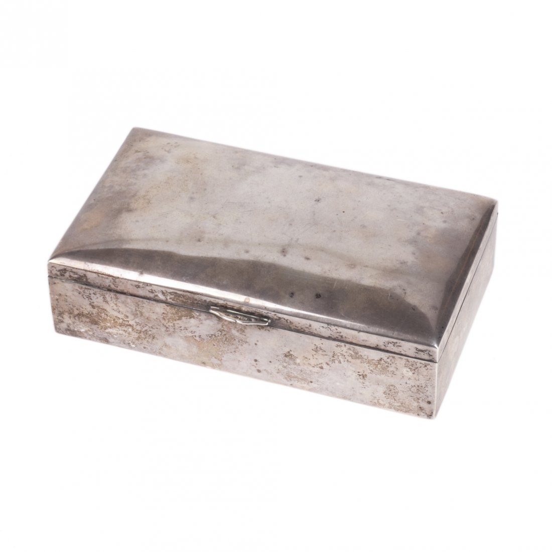 Antique silver cigar box with wooden inserts: Antique silver cigar box with wooden inserts. Made in Sweden in 1920. Silver, 830. Height: 5.3 cm. Dimensions: 20.5 x 12 cm. Total weight: 482 g.