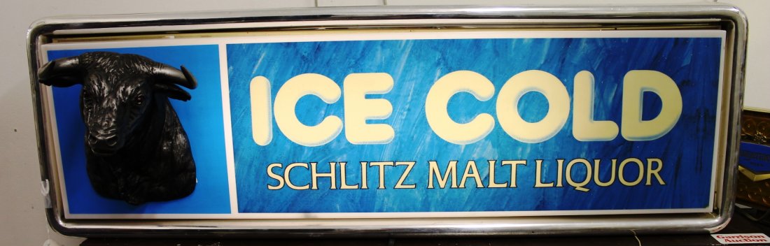 Ice Cold Schlitz Malt Liquor Advertising Beer Light: Measures approximately 38" wide, 12 1/2" high and 12" deep. Special Shipping Required. Please see terms and conditions.