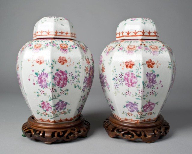 Pr. Chinese Qing Famille Rose Porcelain Jars (1 of 3)