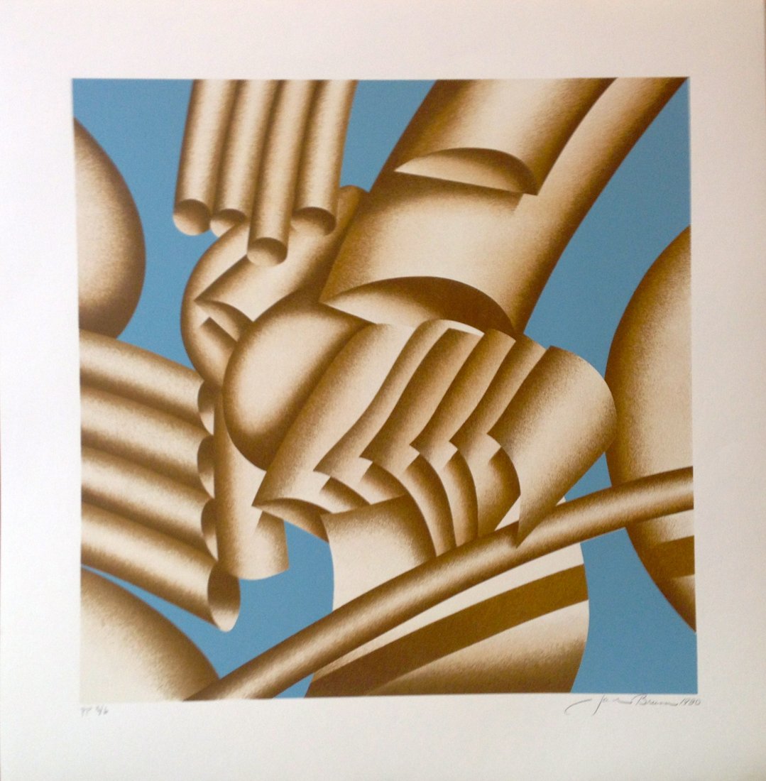 "Sound of Summer" serigraph by Jack Brusca: Hand signed and numbered serigraph from 1980 that measures 30" x 29.5" from an edition of 200. Currently available is printer's proof #5/6 from the series.