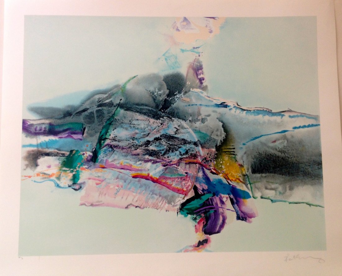 Untitled color lithograph by Chuang Che: Lithograph signed in pencil measuring 36" x 43". Printer's proof 1/6 available.