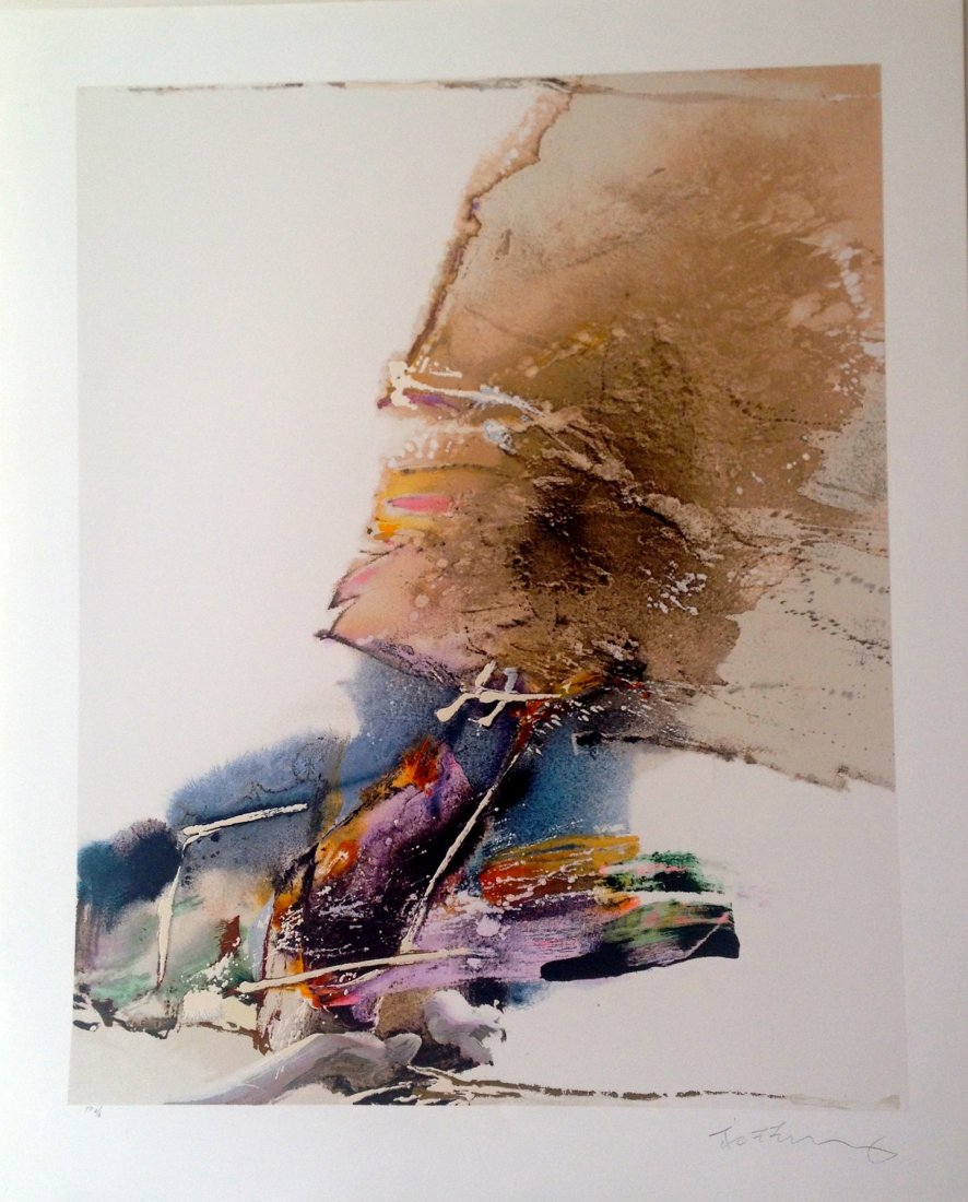 Untitled abstract lithograph by Chuang Che: Lithograph signed in pencil measuring 37.75" x 30.75". Printer's proof 2/6 available.