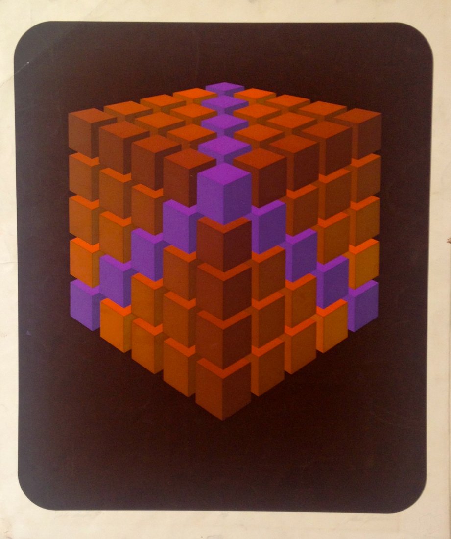 "Cube Cluster IV" serigraph no text by Marko Spalatin: Serigraph signed and numbered in pencil from the 1970's that measures 29" x 24". Edition 44/60 available.