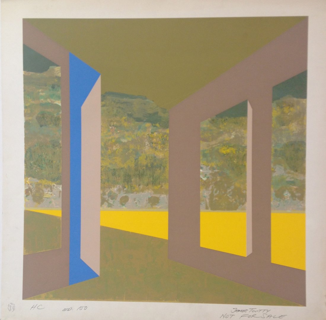 Untitled silkscreen by James Twitty.: Silkscreen signed in pen as an HC from an edition of 100 and marked "Not for Sale" measuring 30" x 30". Undated.