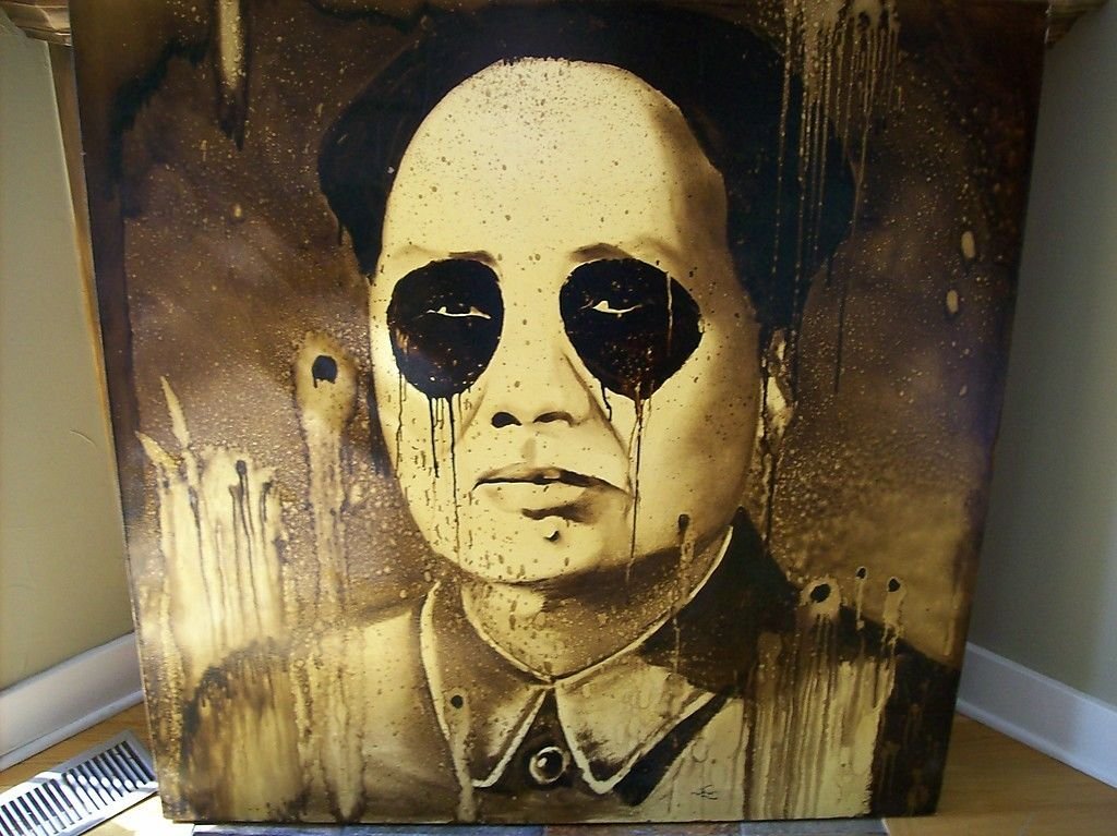 "Mao as Panda" painting my Edward Walton Wilcox: Oil on canvas measuring 48" x 48" from 2006. Signed on front and back.
