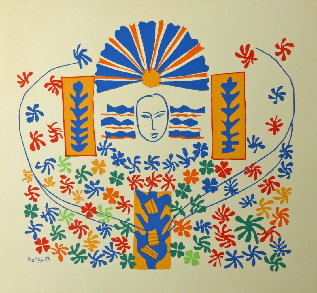 "Apollon" lithograph by Matisse.: Lithograph signed in plate and dated 1954. Measuring 23" x 25".