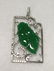 GIA 18K WG Natural Green Jadeite Leaf Diamond Pendant
