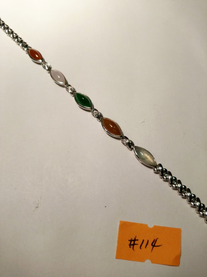 GIA 18KWG Natural  Multi-Color Jadeite Diamond Bracelet (1 of 3)