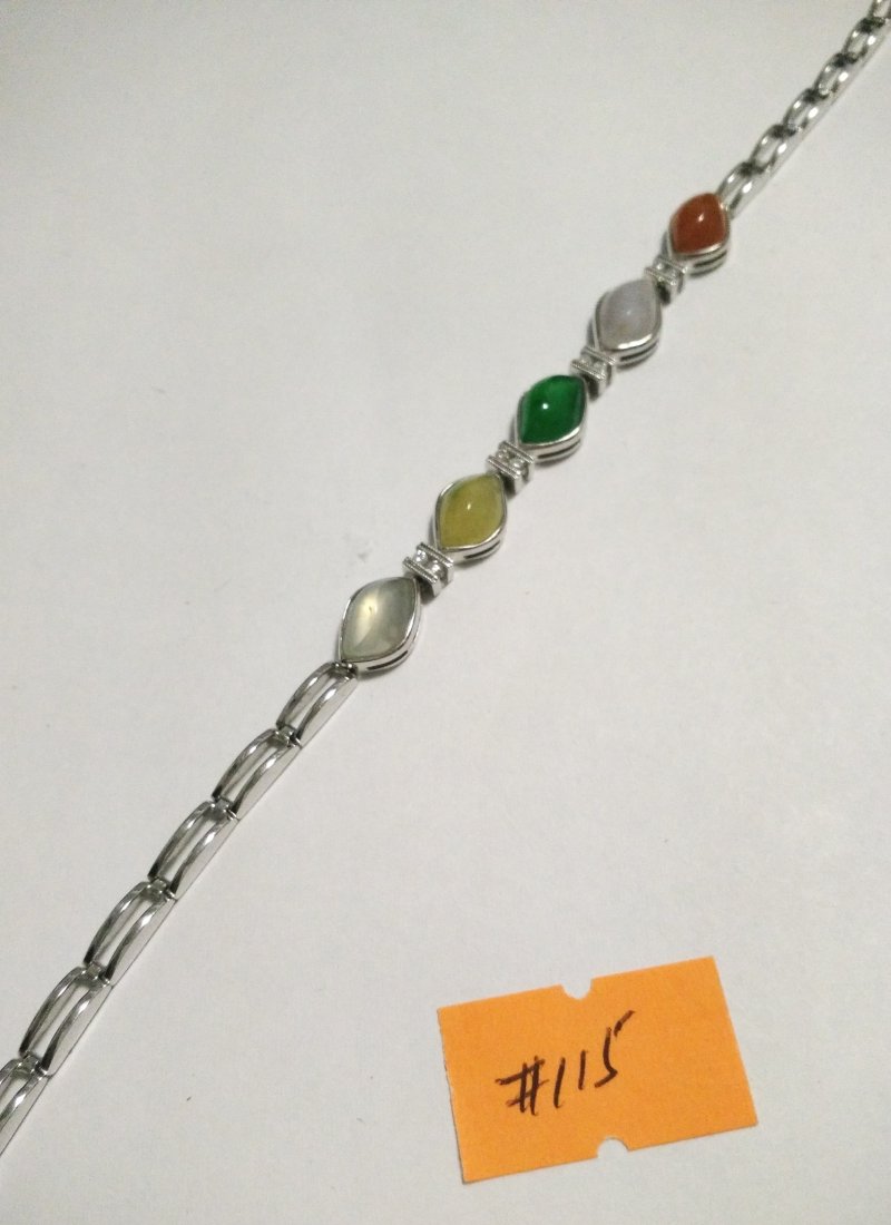 GIA 18KWG Natural Multi-Color Jadeite Diamond  Bracelet (1 of 3)