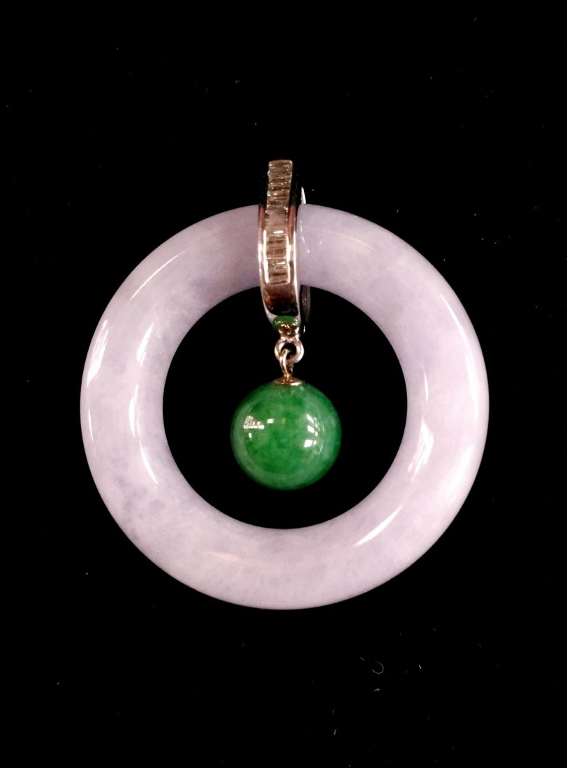 18K WG Natural Lavender & Green Jadeite Diamond Pendant (1 of 1)