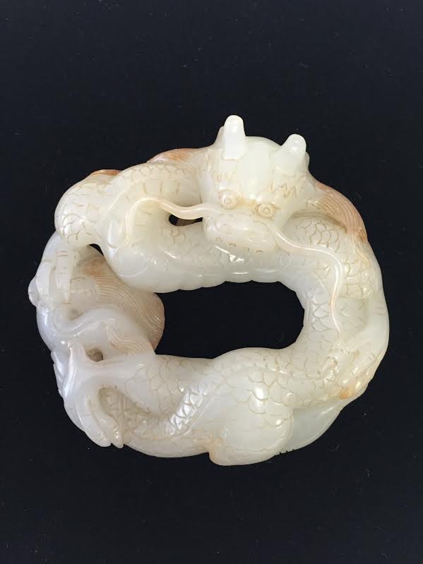 A Fine Chinese White Jade Carved Dragon (1 of 2)