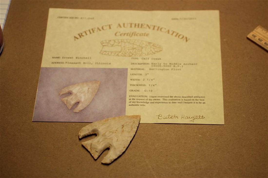 3" L Calf Creek, Ex Winchell Collection w/ COA, (1 of 1)