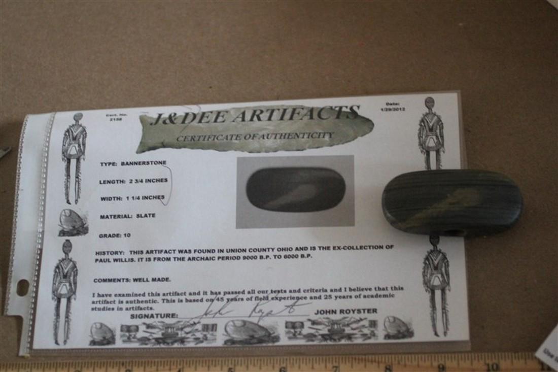 2 3/4" L Bannerstone, Union Co., OHIO w/COA (1 of 2)