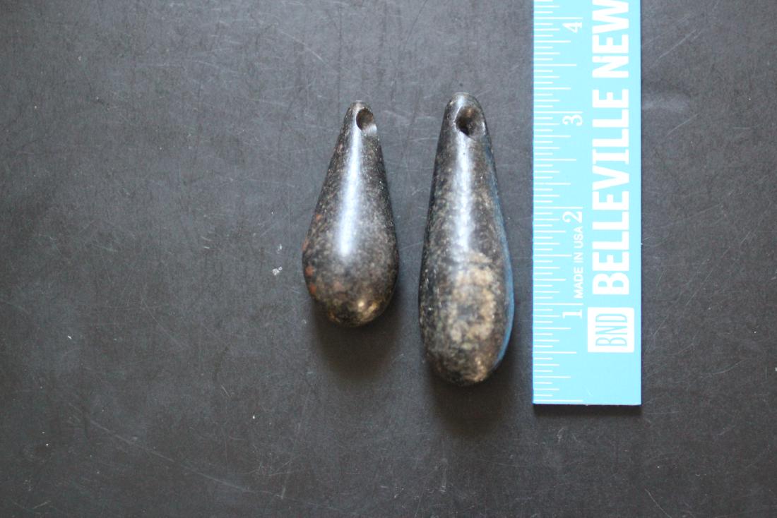 2 3/8"L Plummet & 3"L Plummet, Greene Co., Illinois: See Lot Title