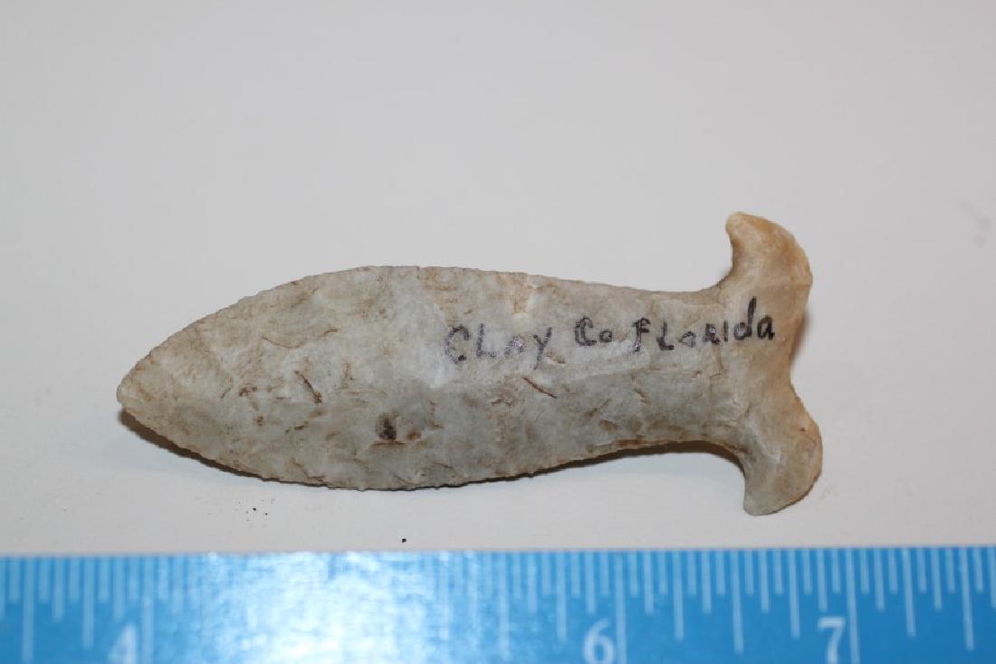 Scarce 3 5/16'L Mustache Simpson Point, Clay Co., (1 of 2)