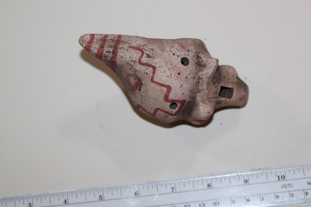 4 13/16"L Pre-Columbian Effigy Whistle. Works Nicely (1 of 2)