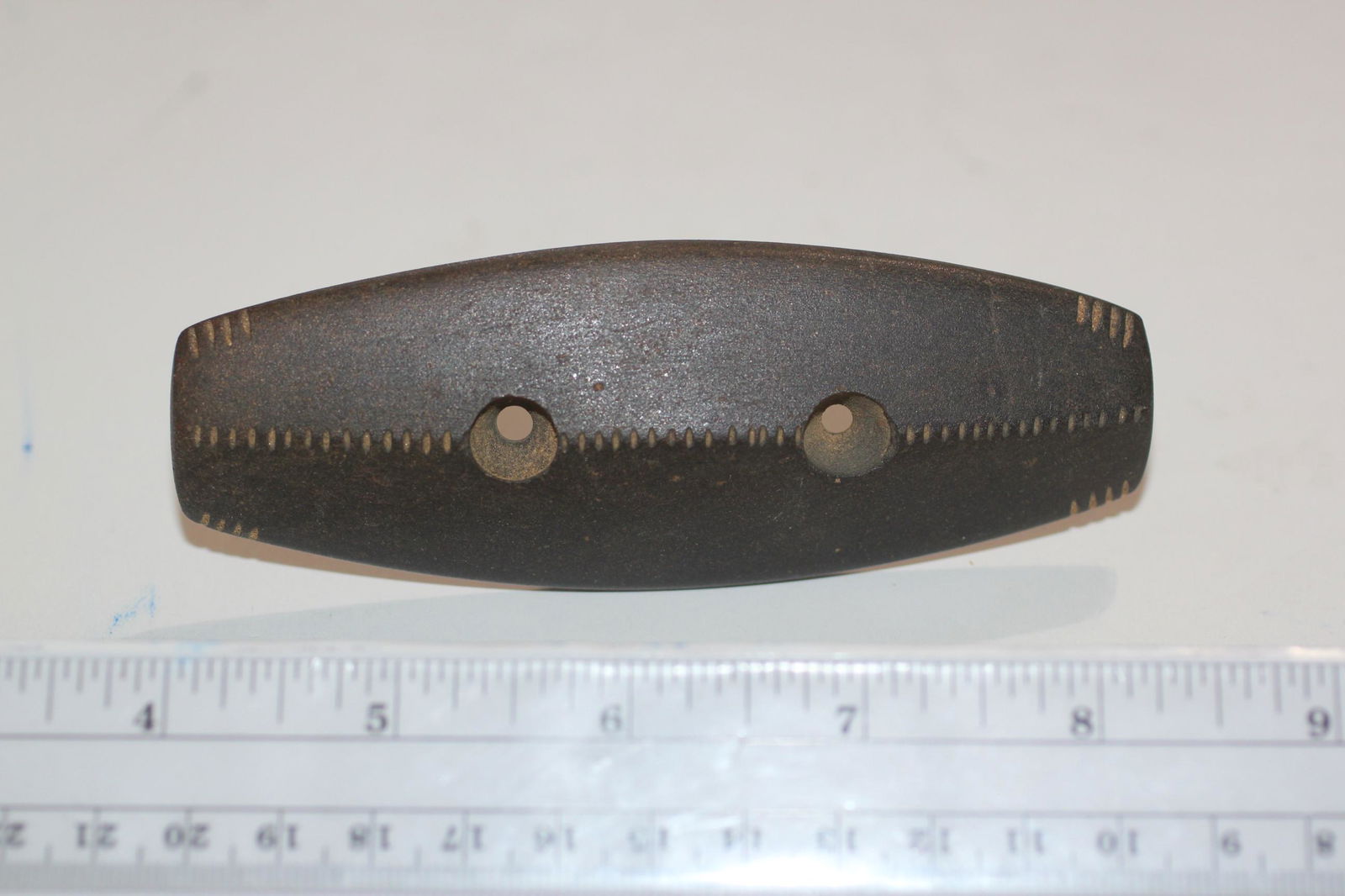 4 9/16" L x 1 5/8" W Gorget w/ Tally Marks, Clark Co., (1 of 2)
