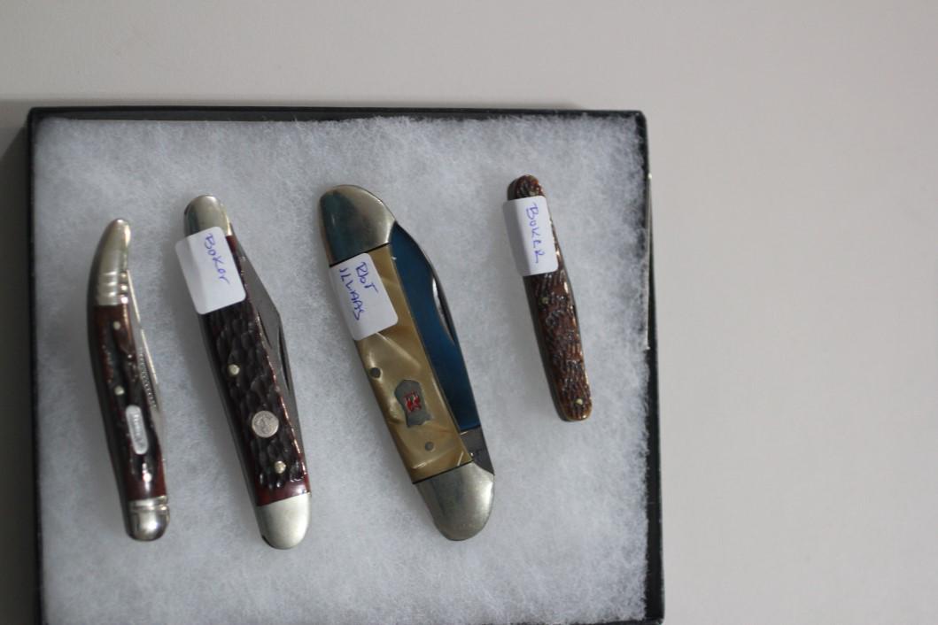 Two Boker Knives, Solinger & Marbles Pocket Knives: See Lot Title