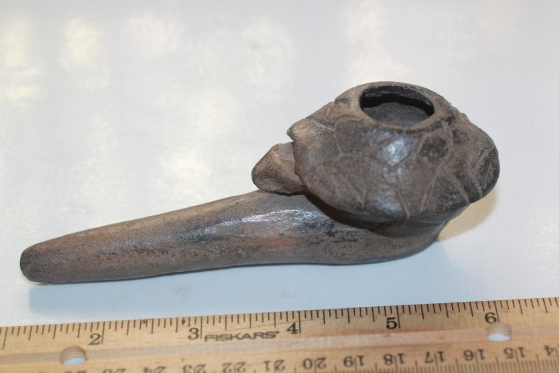 5 3/16" L Turtle Effigy Clay Pipe: See Lot Title