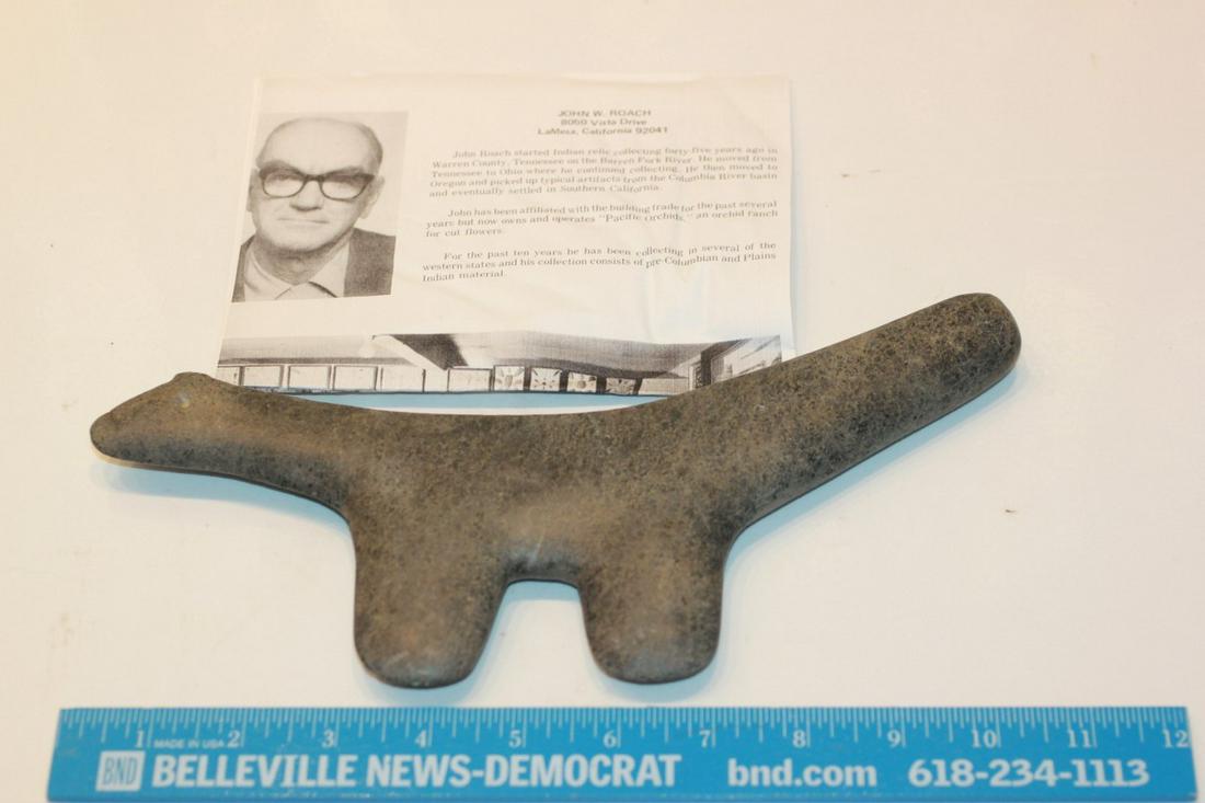 NW Coast Columbia River Basin Slave Killer Axe-Descript: Ex John Roach Collection . Mr Roach was pictured in Who's Who in Indian Relics #3. This item was in his collection but is undocumented.