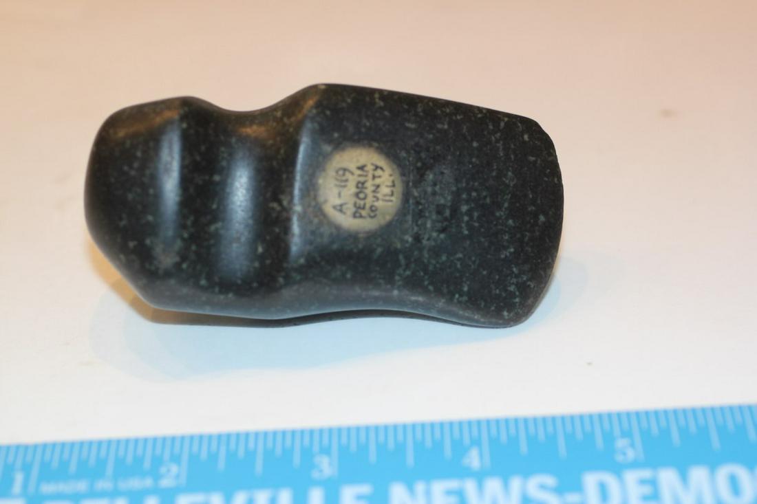 3 7/16" L x 1 5/8" H 3/4 Ceremonial Axe, Peoria Co., IL: See Lot Title