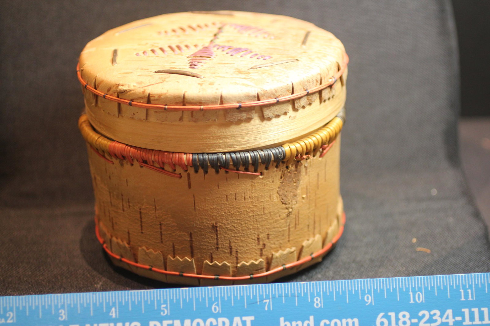 6"W X 4 3/4"H INDIAN MADE BIRCH BOX W/LID: See Lot Title
