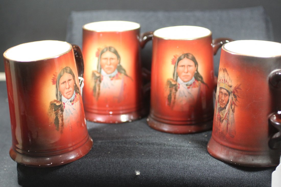 DRINKING MUGS DEPICTING INDIANS: MARKED ON THE BOTTOM USONA-GOODWIN
