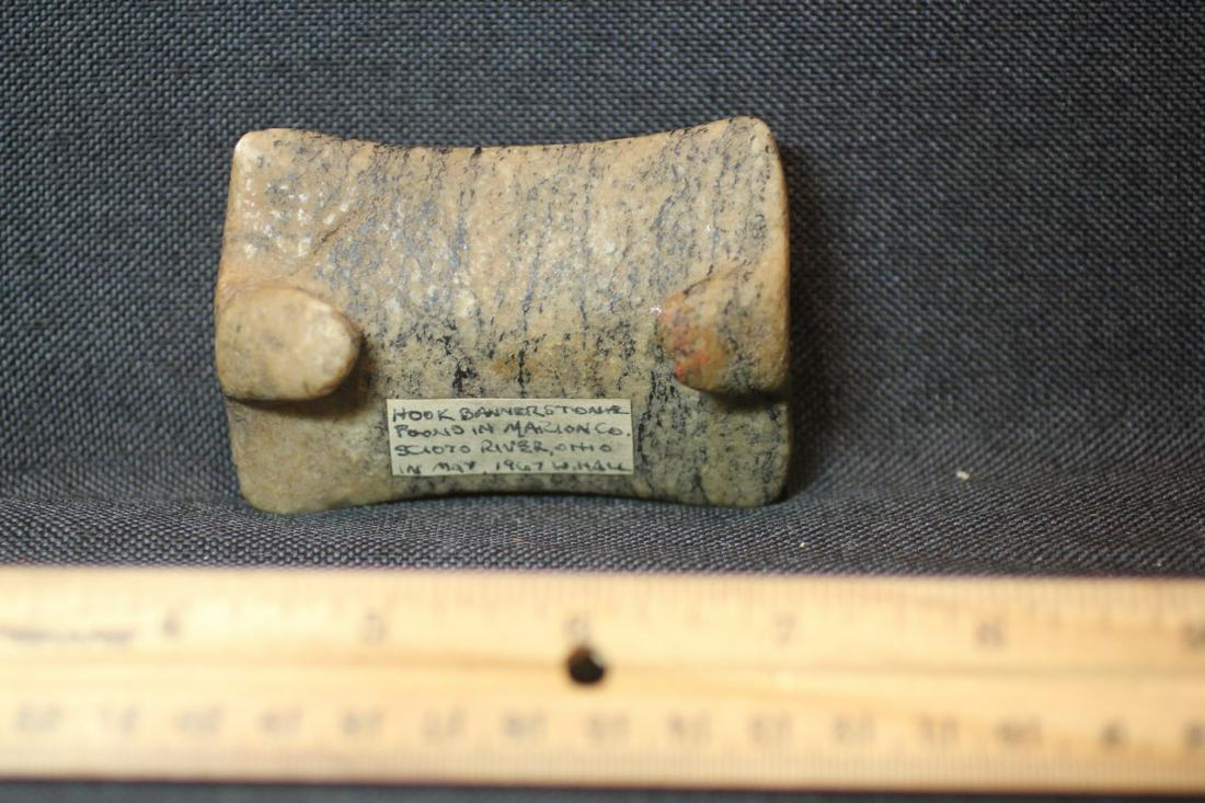 3 3/6" L x 2 1/4" W Hook Saddleback Bannerstone w/ imp,: See Lot Title