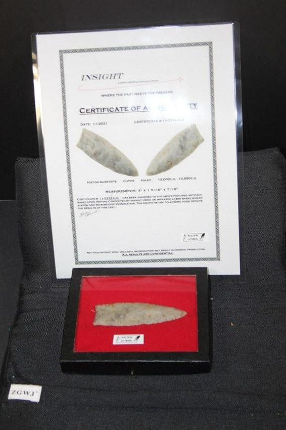 4" Hixton Quartzite Clovis, Paleo w/ coa: See Lot Title