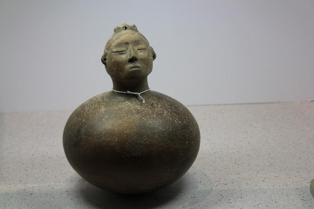 8" H X 6 1/2" W ARKANSAS HUMAN EFFIGY BOTTLE (1 of 4)