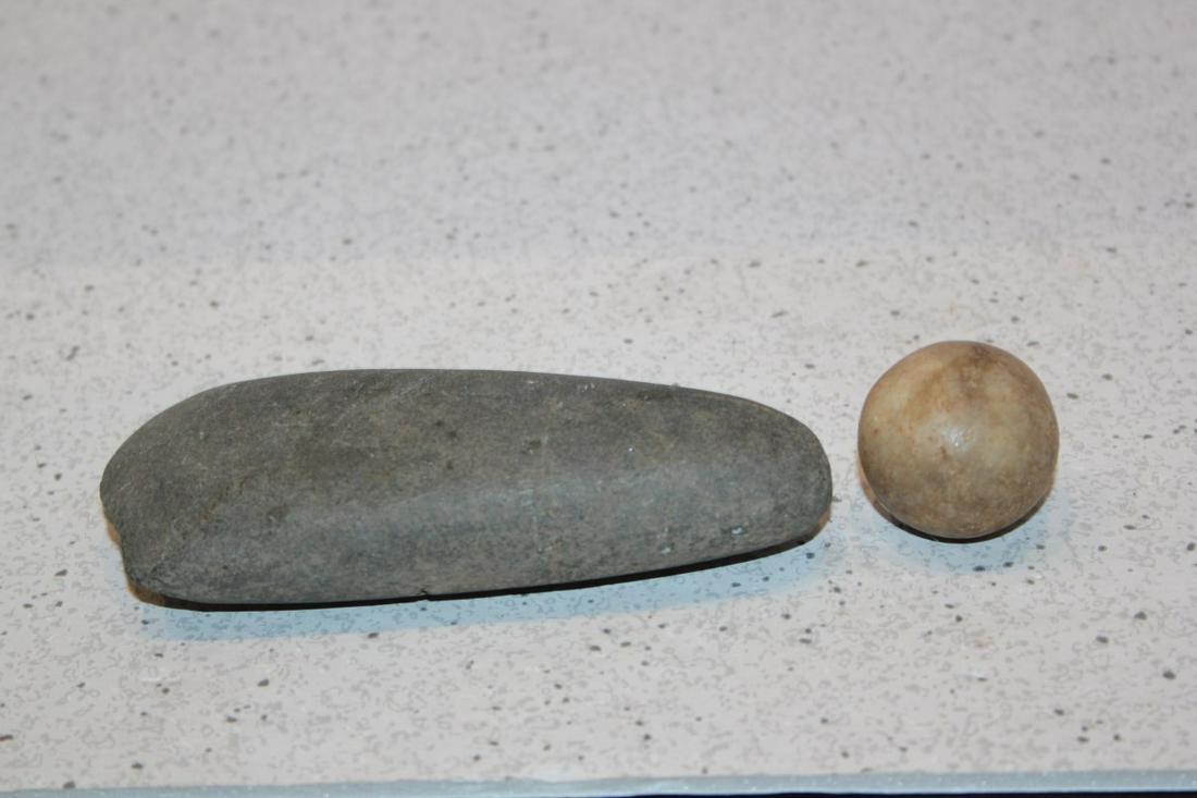 4 3/4" L X 2 1/16" W CELT & INDIAN GAME BALL (1 of 1)