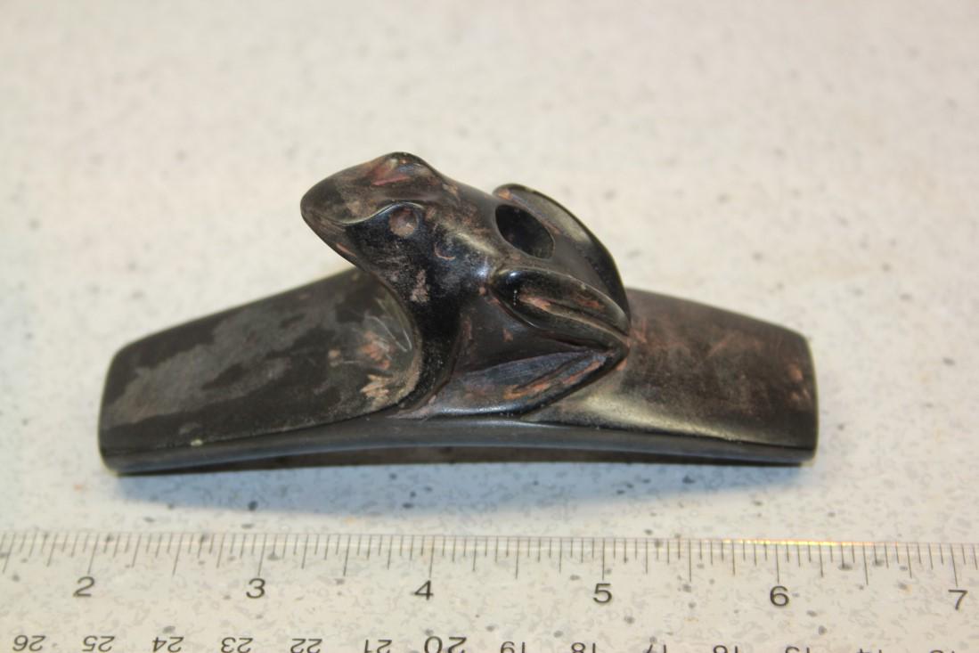 4 1/4" L x 2" H Hopewll Steatite Frog Pipe (1 of 2)