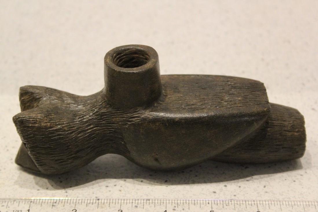 6 3/4" L x 1 15/16" W x 2 13/16" H Steatite Owl Pipe (1 of 4)
