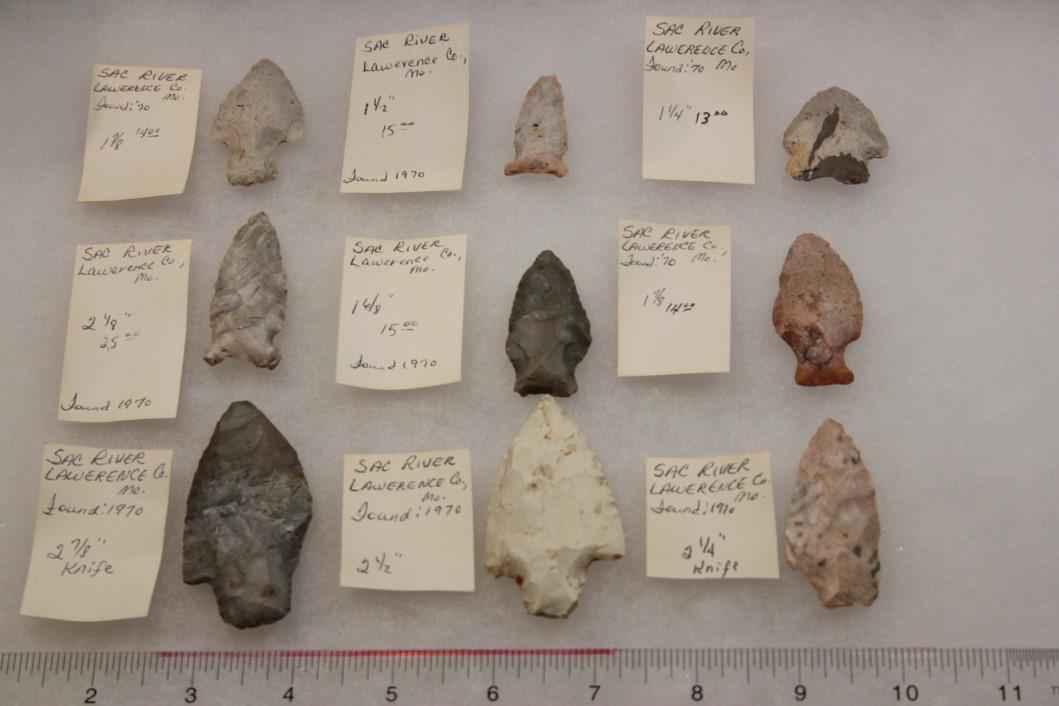 9 Misc Pts, Found in 1970, Sac River, Lawrence Co., MO (1 of 1)