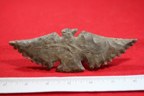 6 3/8"L x 2 1/4"W Flint Eagle Effigy: 6 3/8"L x 2 1/4"W Flint Eagle Effigy