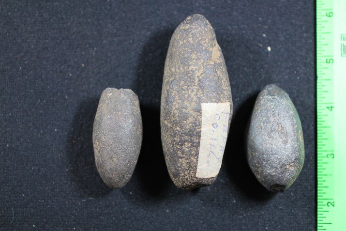 3 Hematite Plummets, Perry Co., Illinois: See Lot Title