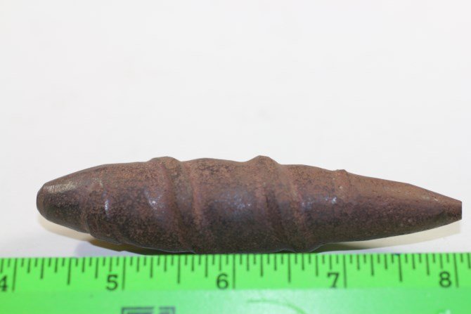 4 1/4"L x 1"W Hematite Snake Effigy Plummet, Greene: 4 1/4"L x 1"W Hematite Snake Effigy Plummet, Greene Co., Illinois