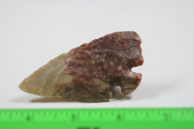 3 1/4"L 1 9/16"W Corner Tang Knife, Alabate Flint, OK,: 3 1/4"L 1 9/16"W Corner Tang Knife, Alabate Flint, OK, Ex Mike Millsap Coll