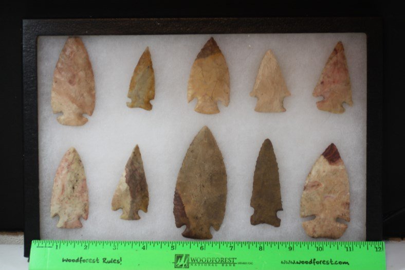 Frame of 22 Miscellaneous Arrowheads (1 of 1)