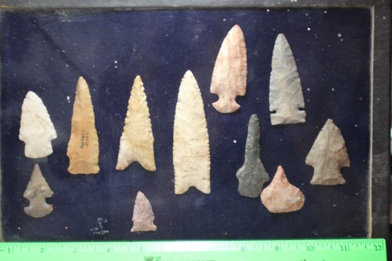 Frame of 11 Miscellaneous Arrowheads (1 of 1)